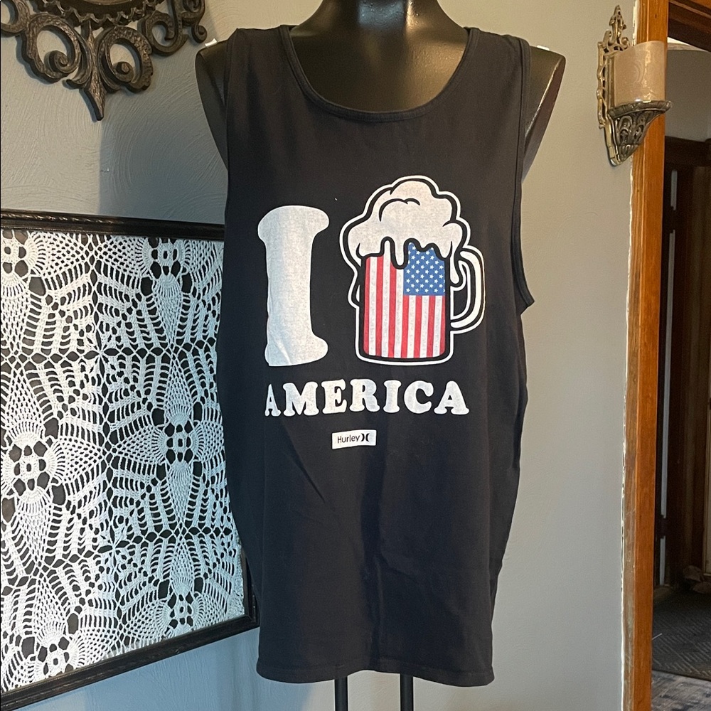 Hurley Black America Graphic Tank Top
